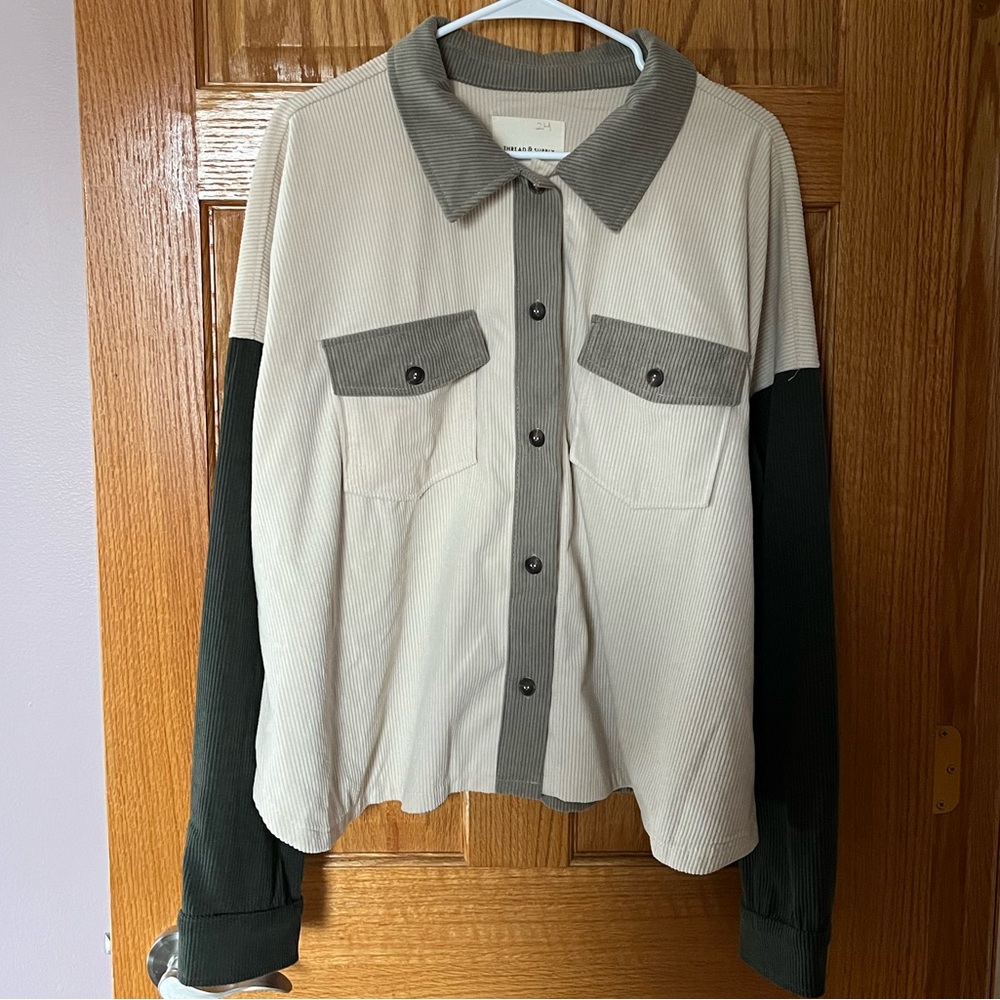 Color Block Button Up